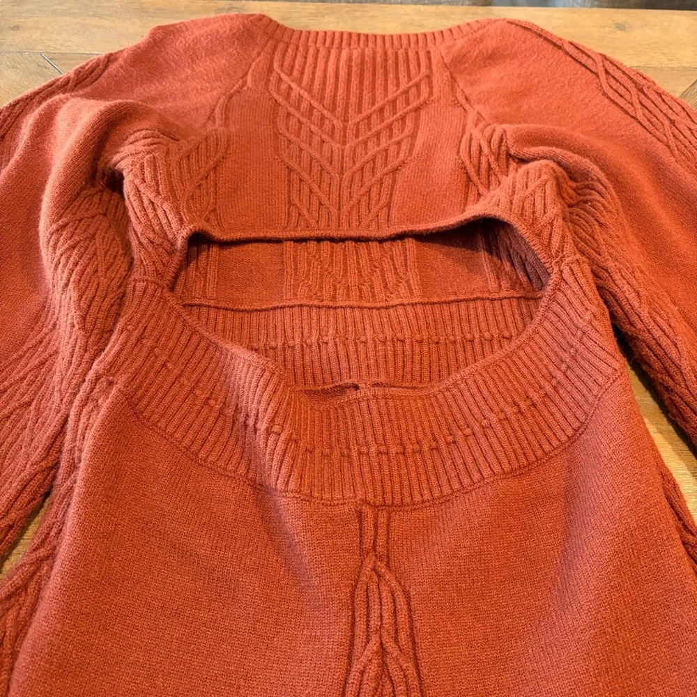 Free People Sweater Dress Women Large Cinnamon Balloon Sleeve Knit Emmaline Mini